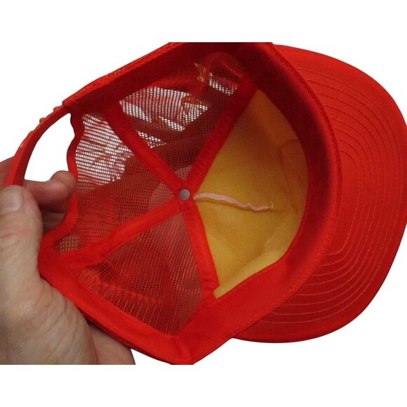 Mesh trucker Skater Cap NEW True Vtg 80s MONARCH SYSTEMS PATCH ORANGE/WHITE - Picture 4 of 5